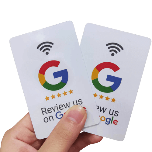 Two FrescoStar smart NFC Google review cards