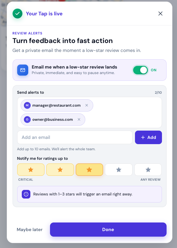 Private review alerts for your team